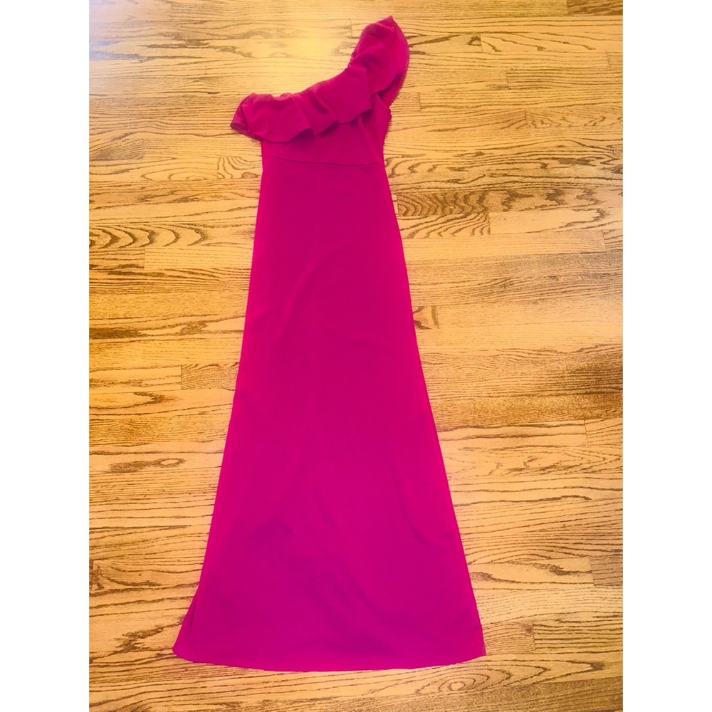 Lulu’s Magenta One Shoulder Gown Maxi Dress Small Purple
